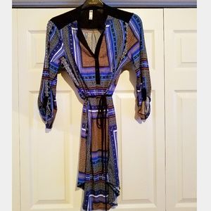 Printed Tie Belt Dress